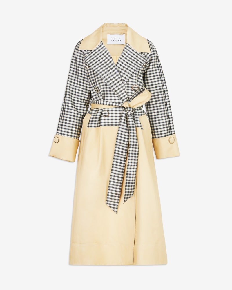 Front of a size 1X -3X Mercer Coat in Birch by Tanya Taylor. | dia_product_style_image_id:331842